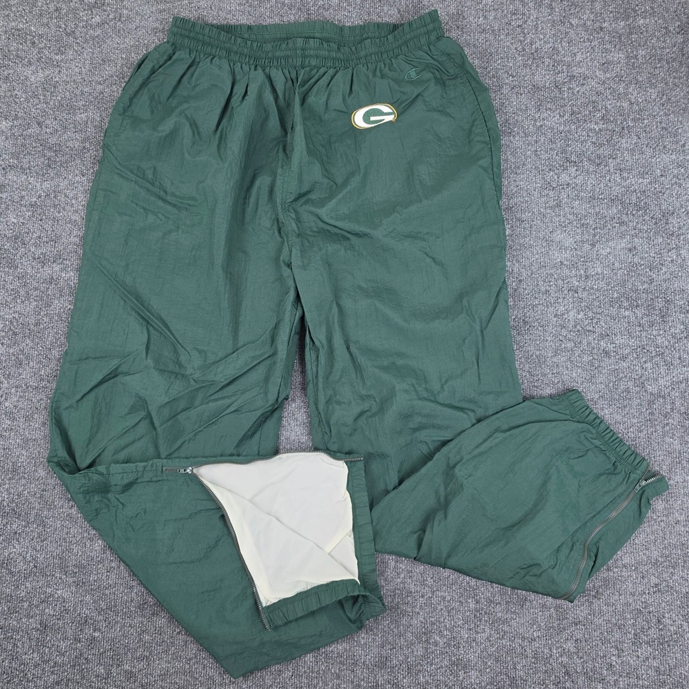 Champion Green Bay Packers NFL Windbreaker Track Pants Men's XXL Vintage Green